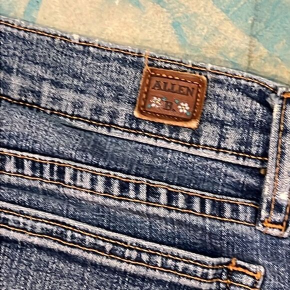 VINTAGE Allen B. By Allen Schwartz Boho Patchwork Retro Boot Cut Jeans C28 - Picture 7 of 8